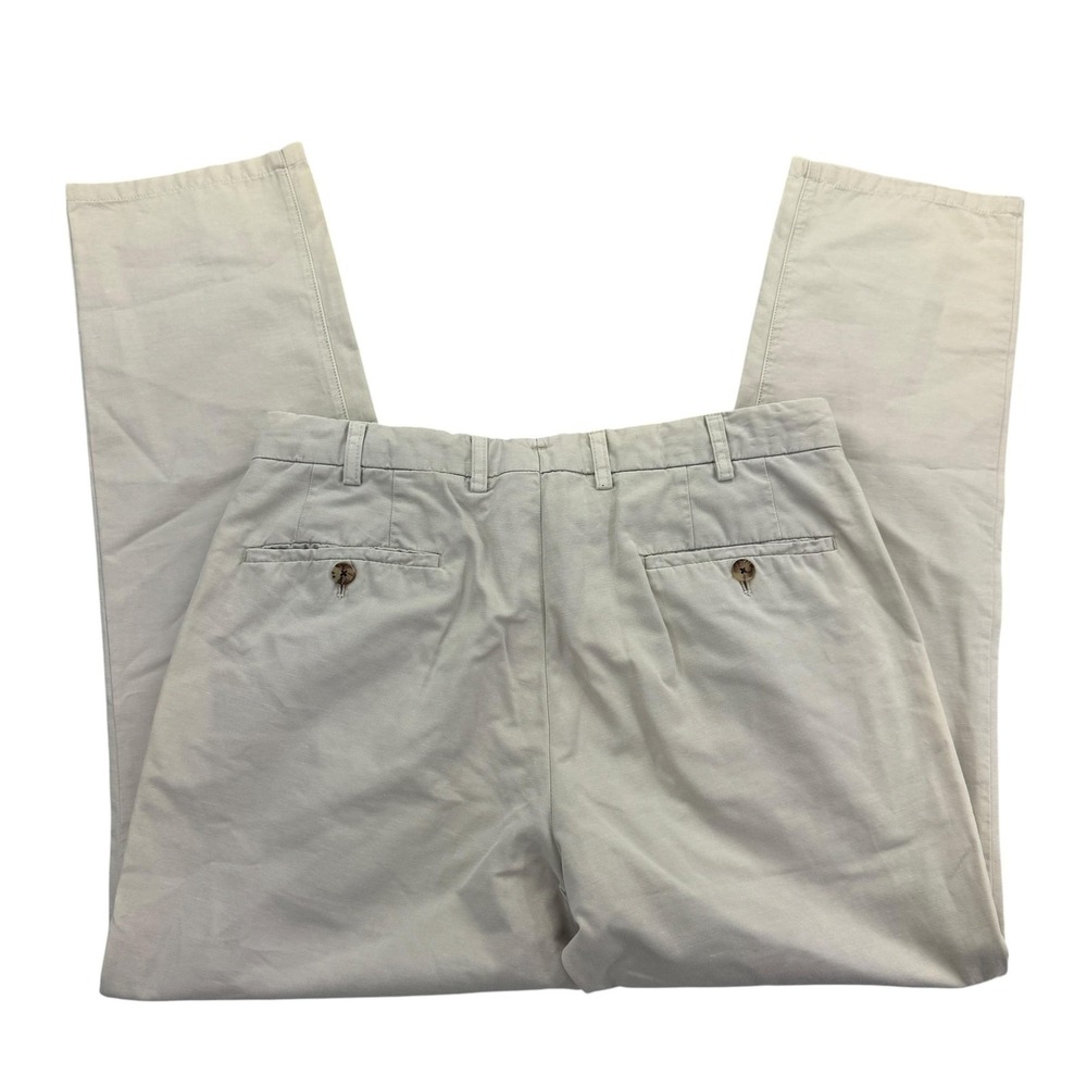 Suitsupply Pants Mens 31 X 30 Beige Chino Porto Cotton Linen Flat Front
